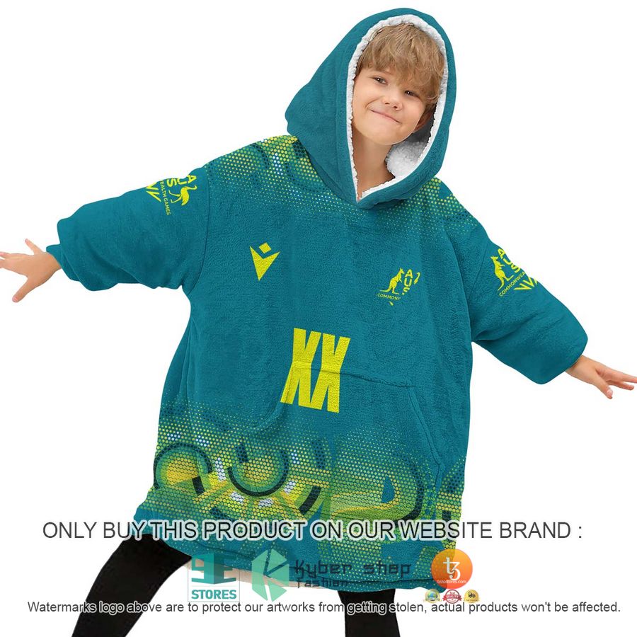 NEW Commonwealth Games Australia Diamonds Blue Custom Name Fleece Hoodie Blanket 2 personalized commonwealth games australia diamonds blue sherpa hoodie blanket 2 19536