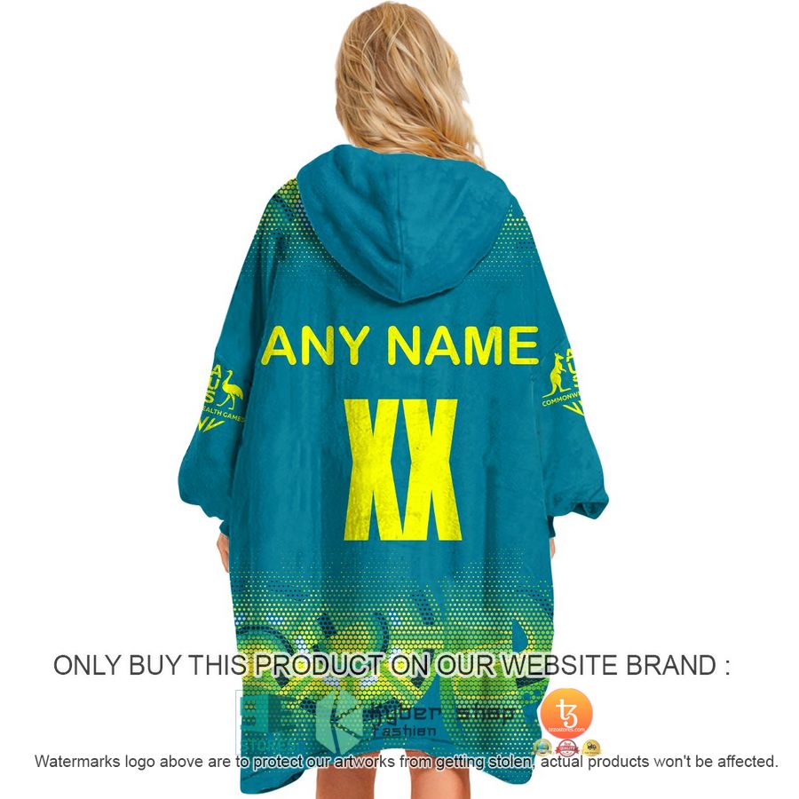 NEW Commonwealth Games Australia Diamonds Blue Custom Name Fleece Hoodie Blanket 3 personalized commonwealth games australia diamonds blue sherpa hoodie blanket 3 35964