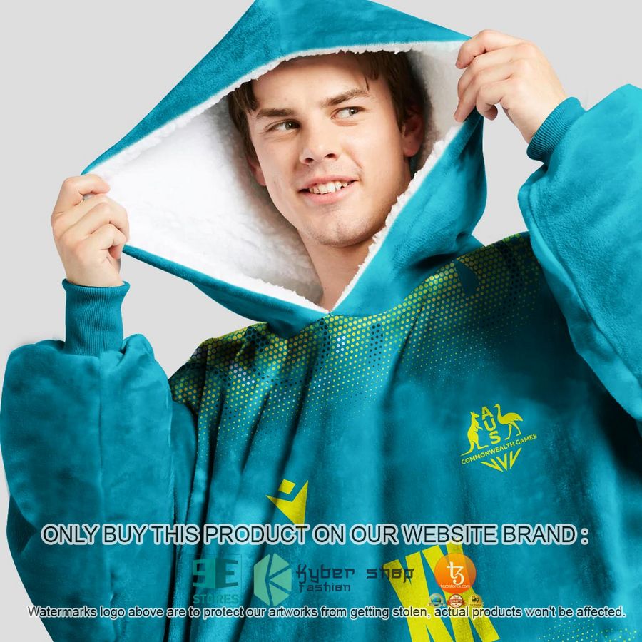 NEW Commonwealth Games Australia Diamonds Blue Custom Name Fleece Hoodie Blanket 4 personalized commonwealth games australia diamonds blue sherpa hoodie blanket 4 89719