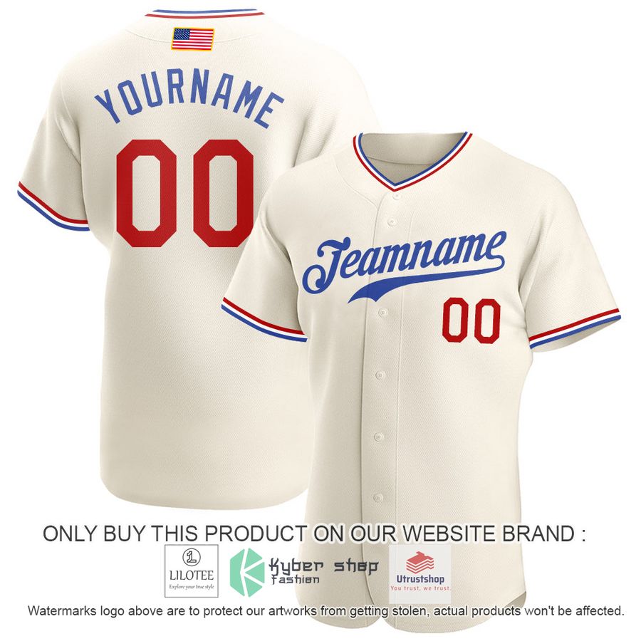 NEW Cream Red Royal American Flag CUSTOM Baseball Shirt 6 personalized cream red royal american flag baseball jersey 1 99618
