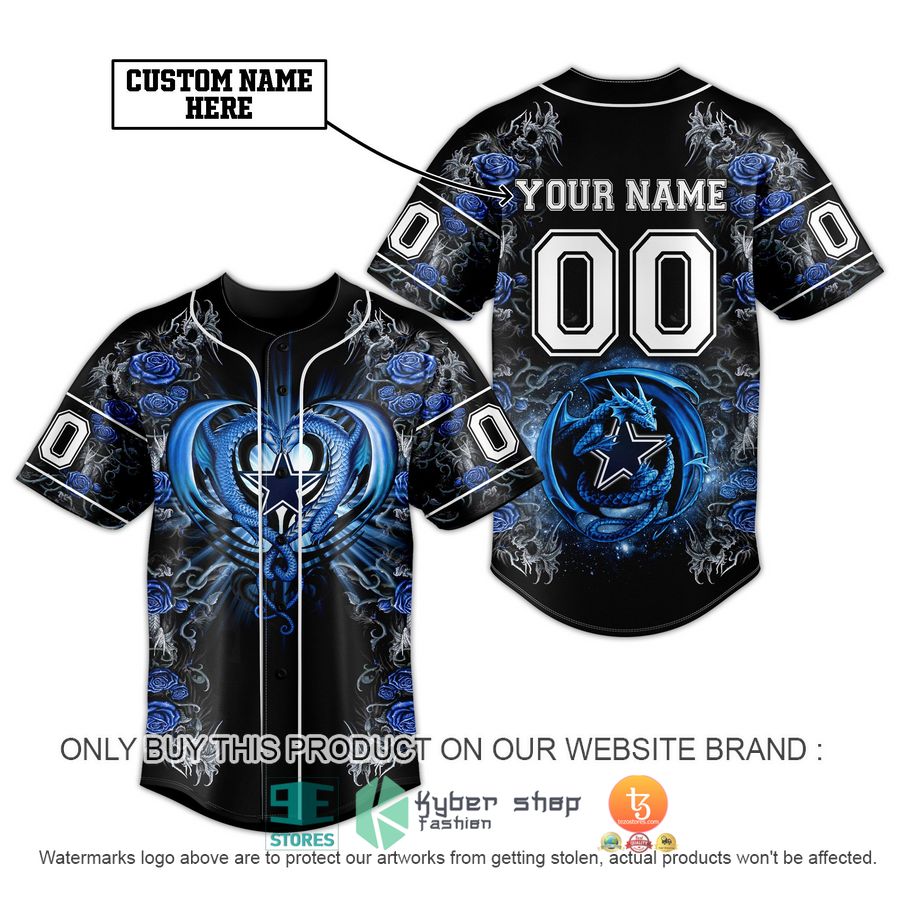 personalized dallas cowboys dragon blue baseball jersey 1 31043
