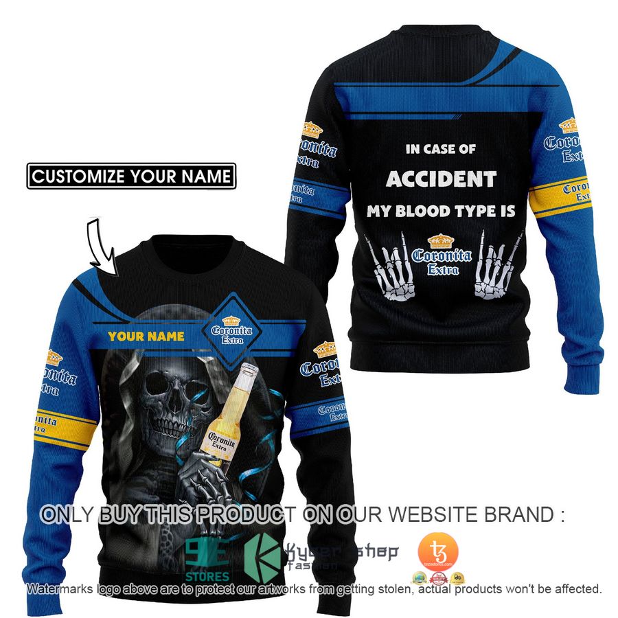 HOT Personalized Death God In case of accident my blood type is Corona Extra 3D Shirt, Hoodie 2 personalized death god in case of accident my blood type is corona extra 3d shirt hoodie 2 91069
