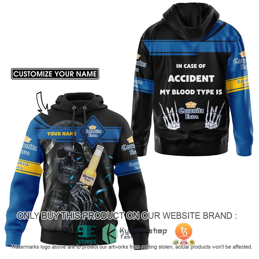 HOT Personalized Death God In case of accident my blood type is Corona Extra 3D Shirt, Hoodie 3 personalized death god in case of accident my blood type is corona extra 3d shirt hoodie 3 20011