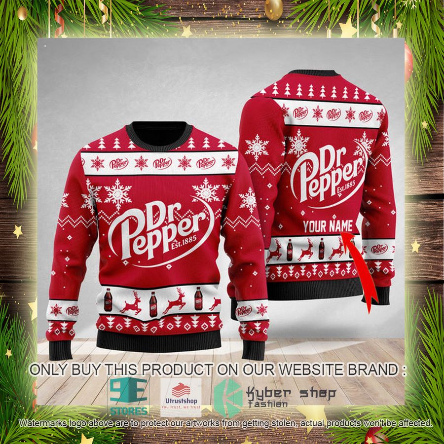 NEW Personalized Dr Pepper red Christmas Ugly Sweater 4 personalized dr pepper red ugly christmas sweater 4 12640