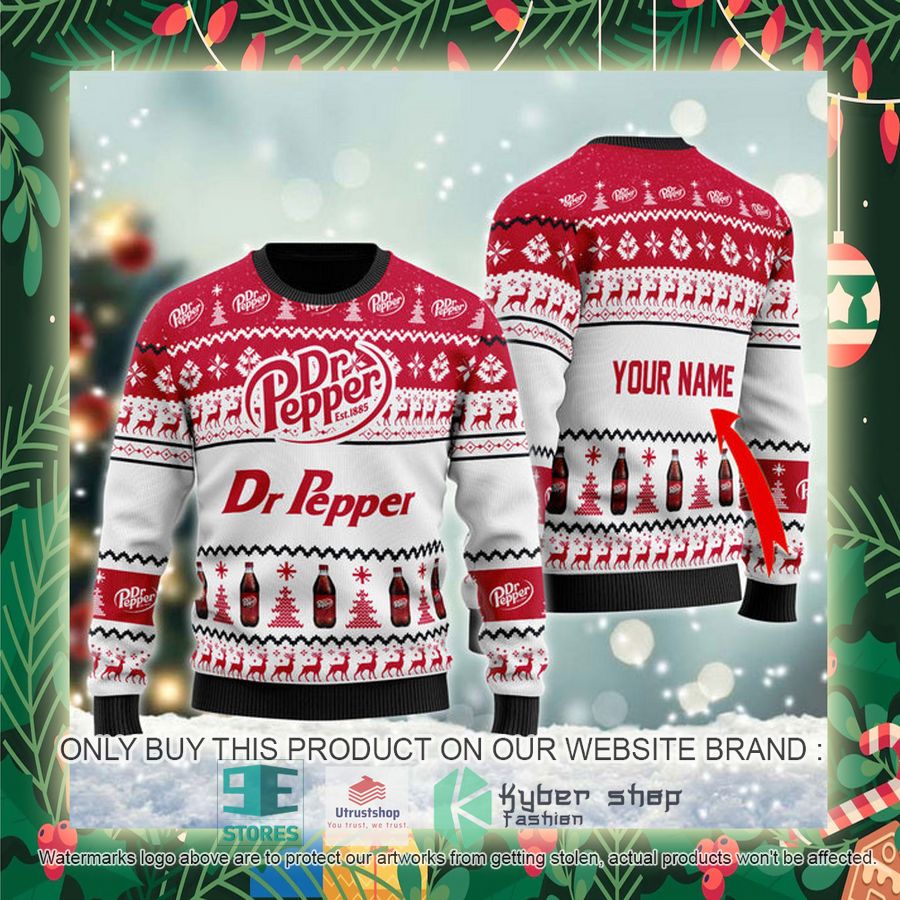 personalized dr pepper ugly christmas sweater 2 28335