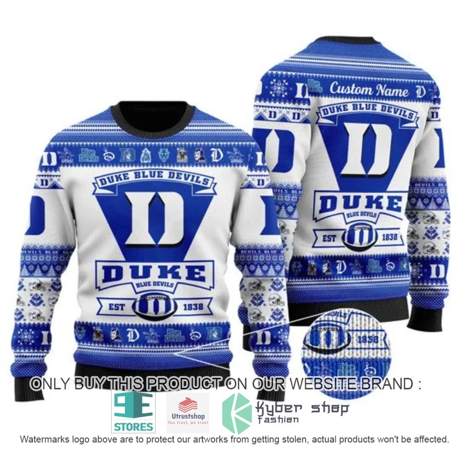 personalized duke blue devils football ugly chrisrtmas sweater 2 23146