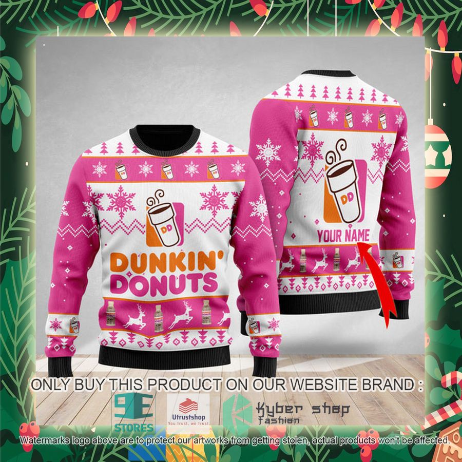 personalized dunkin donuts ugly christmas sweater 2 76595