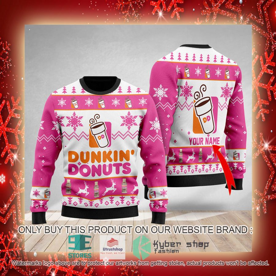 NEW Personalized Dunkin Donuts Christmas Ugly Sweater 3 personalized dunkin donuts ugly christmas sweater 3 36261