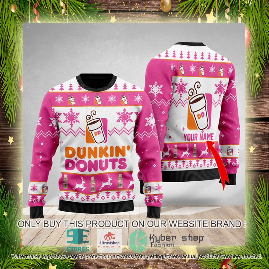 NEW Personalized Dunkin Donuts Christmas Ugly Sweater 4 personalized dunkin donuts ugly christmas sweater 4 31731