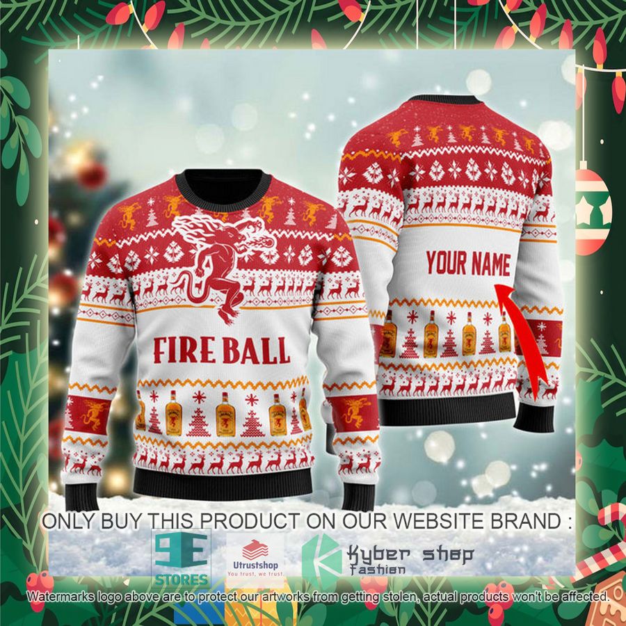 personalized fireball whiskey spirit ugly christmas sweater 2 15734