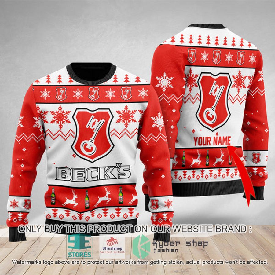 personalized funny becks brewery ugly christmas sweater 1 93432