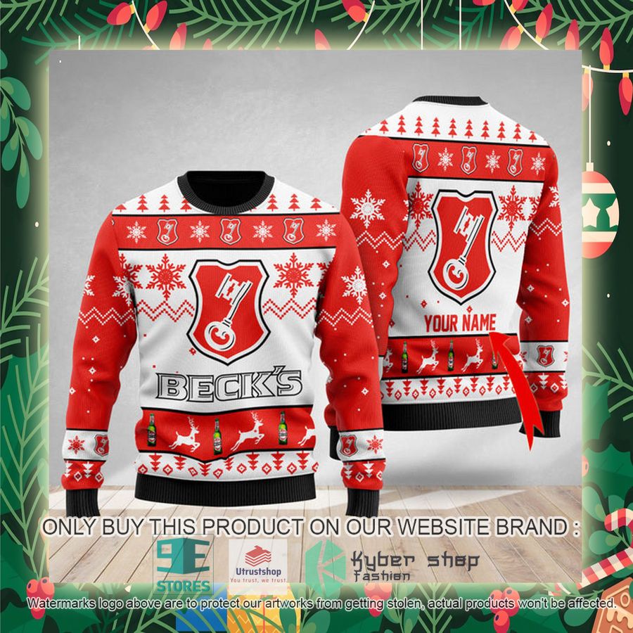 personalized funny becks brewery ugly christmas sweater 2 27033