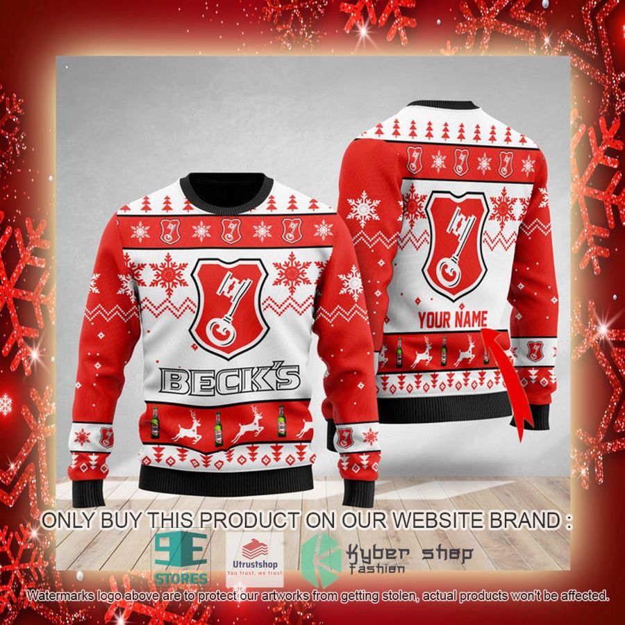 NEW Personalized Funny Beck's Brewery Christmas Ugly Sweater 3 personalized funny becks brewery ugly christmas sweater 3 3463