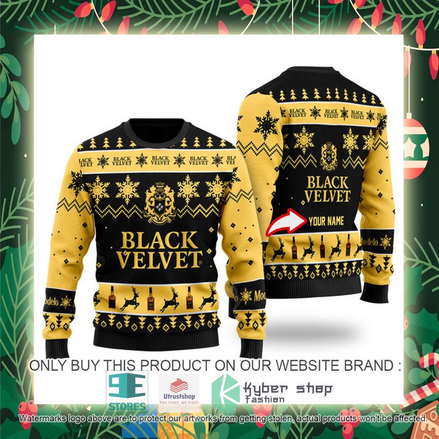 personalized funny black velvet whisky ugly christmas sweater 2 92412