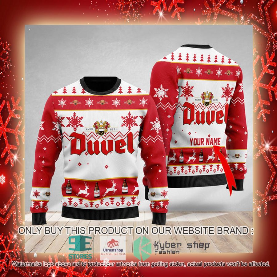 NEW Personalized Funny Duvel Beer Christmas Ugly Sweater 3 personalized funny duvel beer ugly christmas sweater 3 35991