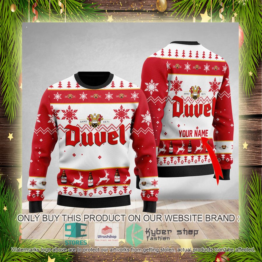 NEW Personalized Funny Duvel Beer Christmas Ugly Sweater 4 personalized funny duvel beer ugly christmas sweater 4 25190