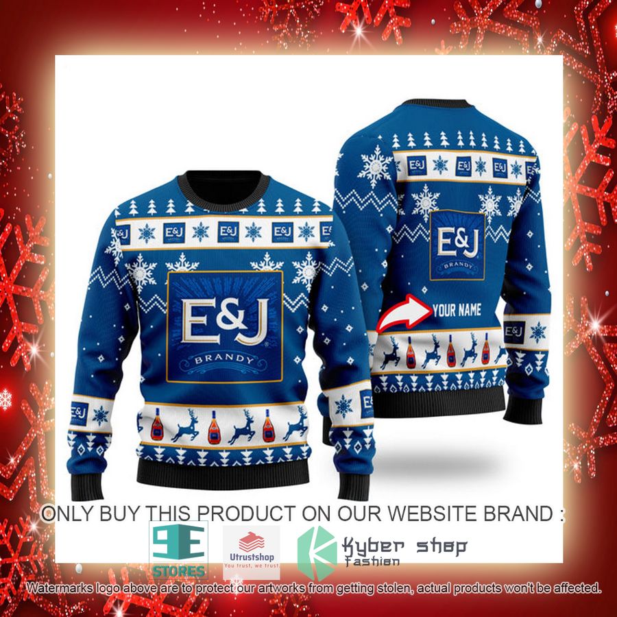 NEW Personalized Funny E&J Brandy Christmas Ugly Sweater 3 personalized funny ej brandy ugly christmas sweater 3 19871