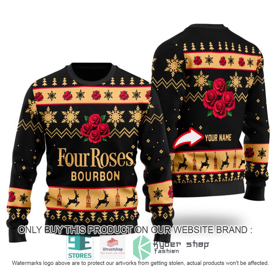 personalized funny four roses bourbon ugly christmas sweater 1 14121