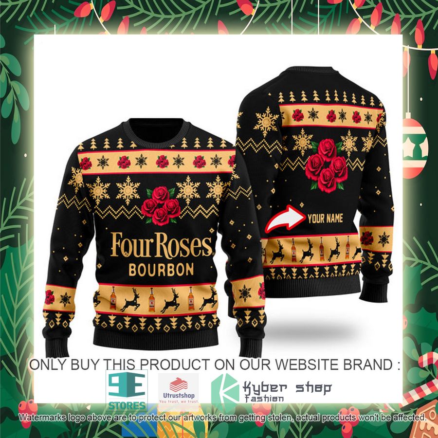 personalized funny four roses bourbon ugly christmas sweater 2 83574