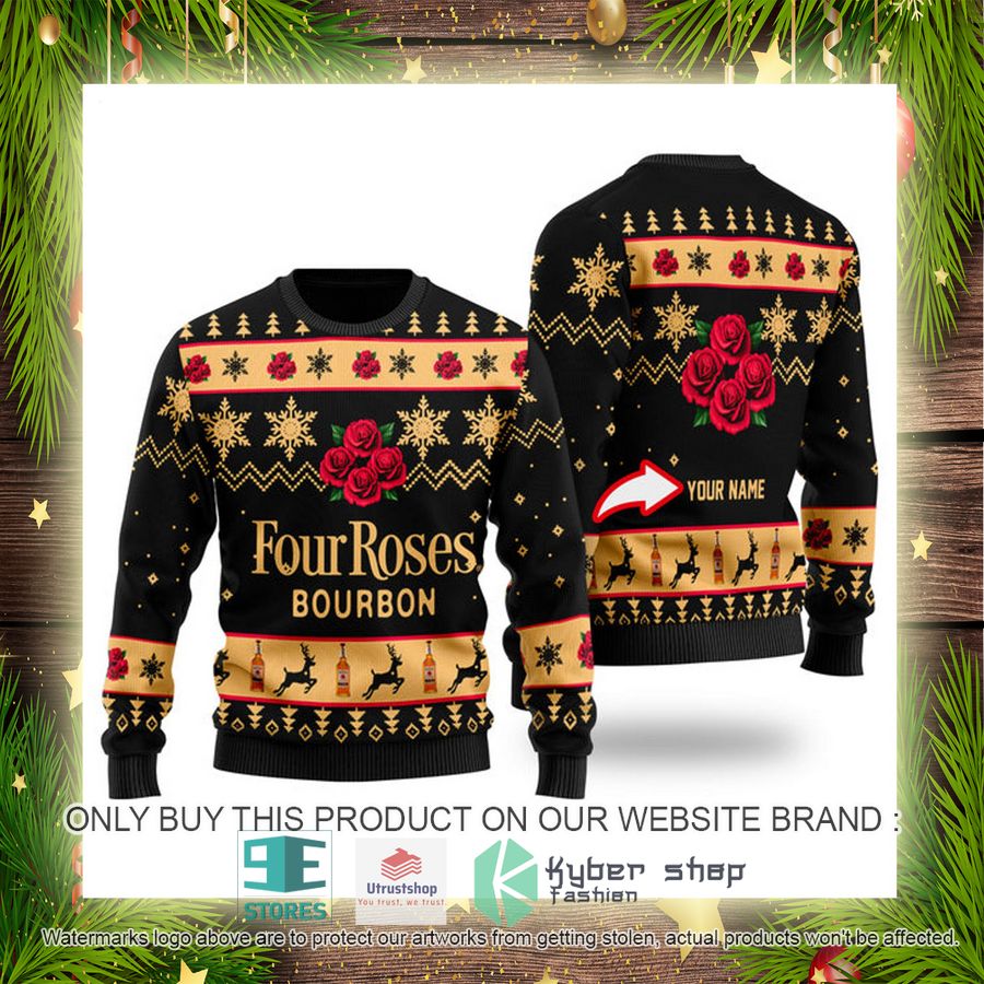 NEW Personalized Funny Four Roses Bourbon Christmas Ugly Sweater 4 personalized funny four roses bourbon ugly christmas sweater 4 75019