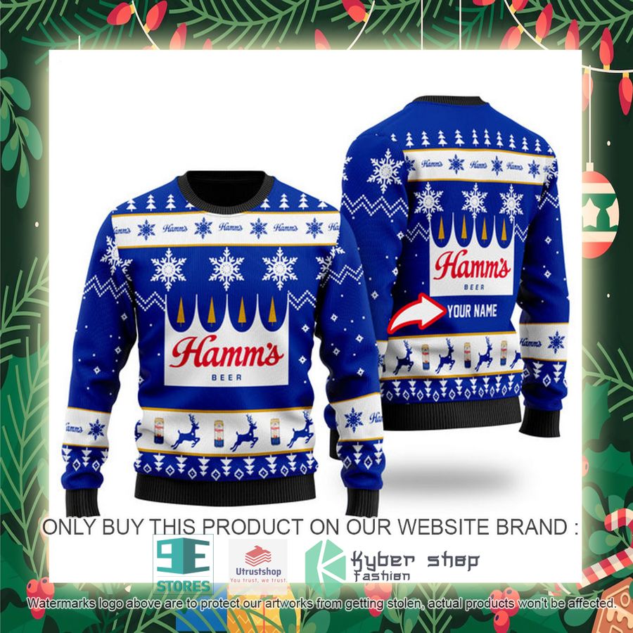 personalized funny hamms beer ugly christmas sweater 2 3792