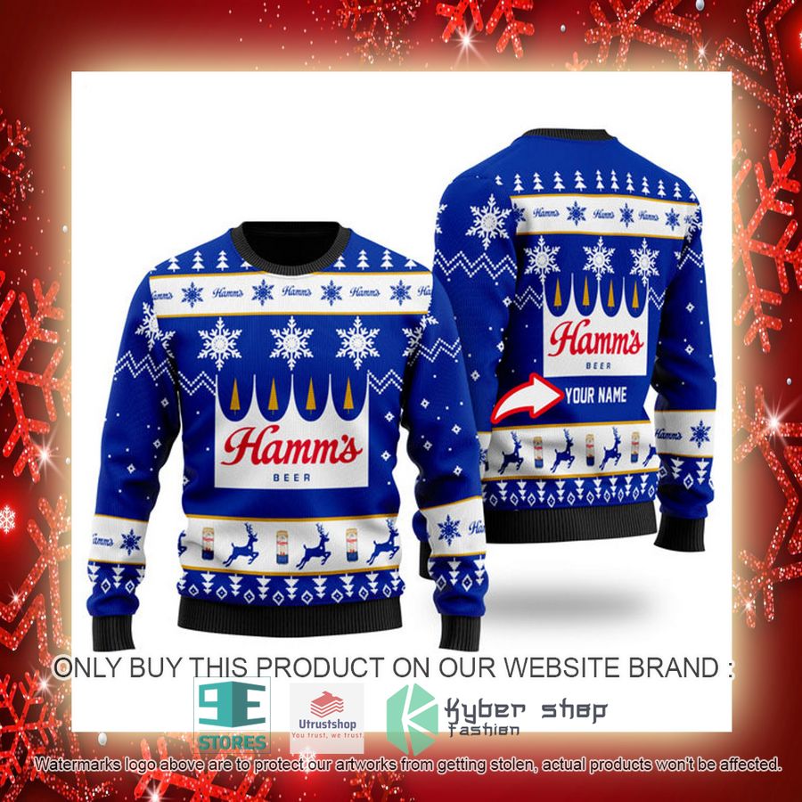 NEW Personalized Funny Hamm's Beer Christmas Ugly Sweater 3 personalized funny hamms beer ugly christmas sweater 3 56258