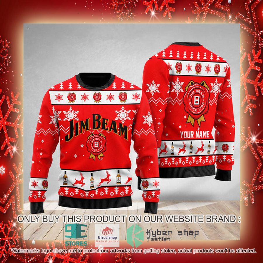 NEW Personalized Funny Jim Beam Christmas Ugly Sweater 3 personalized funny jim beam ugly christmas sweater 3 35597