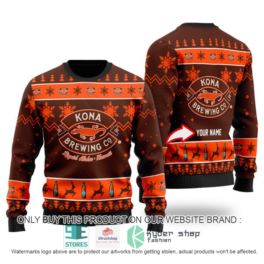 personalized funny kona brewing ugly christmas sweater 1 86670