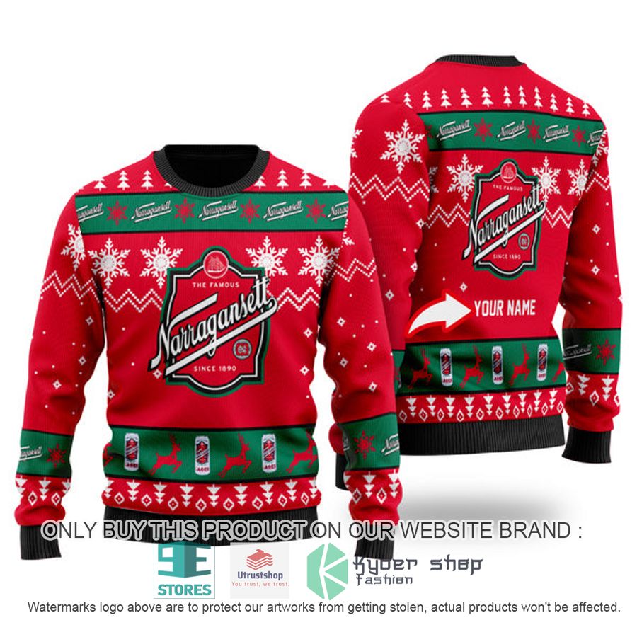personalized funny narragansett beer ugly christmas sweater 1 6112