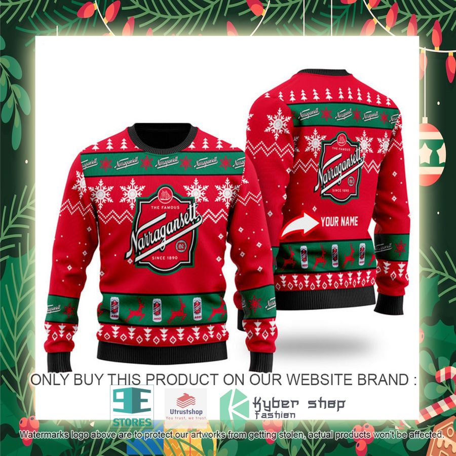 personalized funny narragansett beer ugly christmas sweater 2 48256