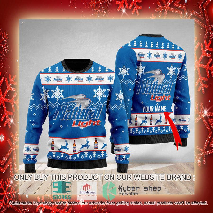 NEW Personalized Funny Natural Light Christmas Ugly Sweater 3 personalized funny natural light ugly christmas sweater 3 31027