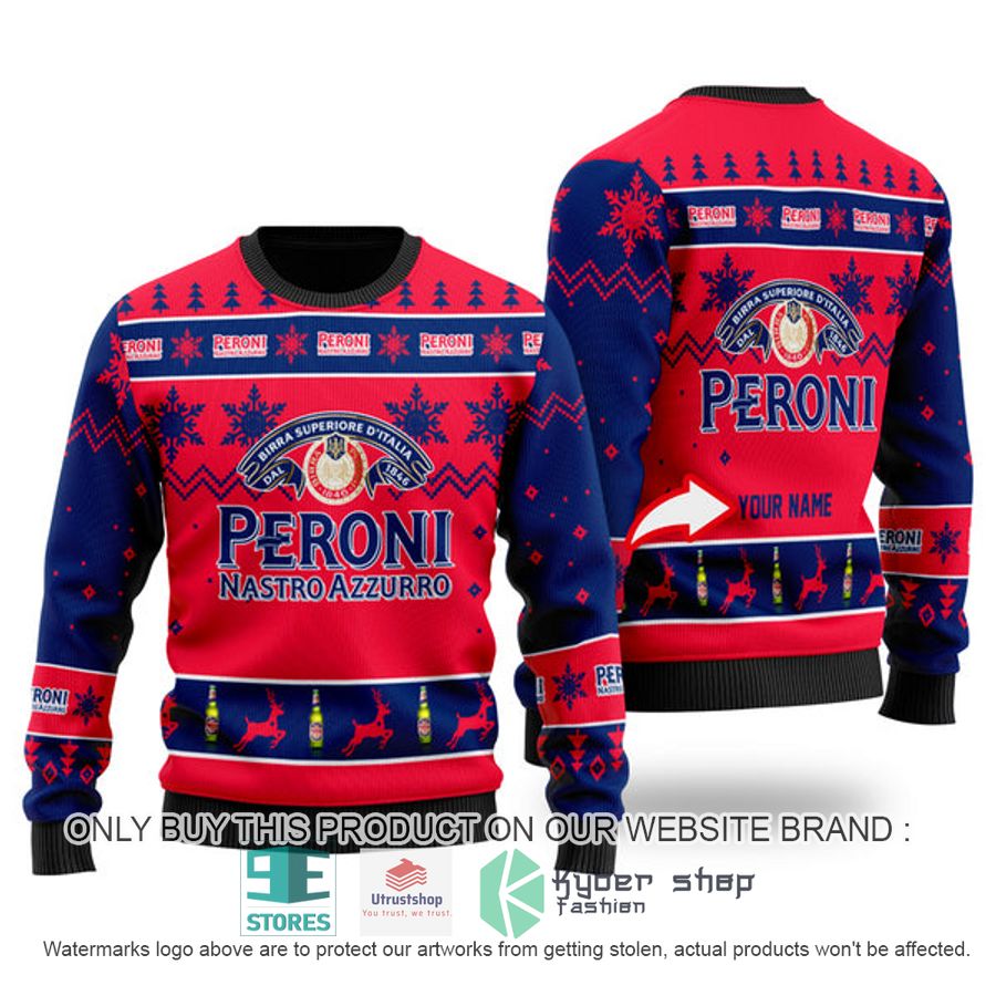 personalized funny peroni beer ugly christmas sweater 1 62836