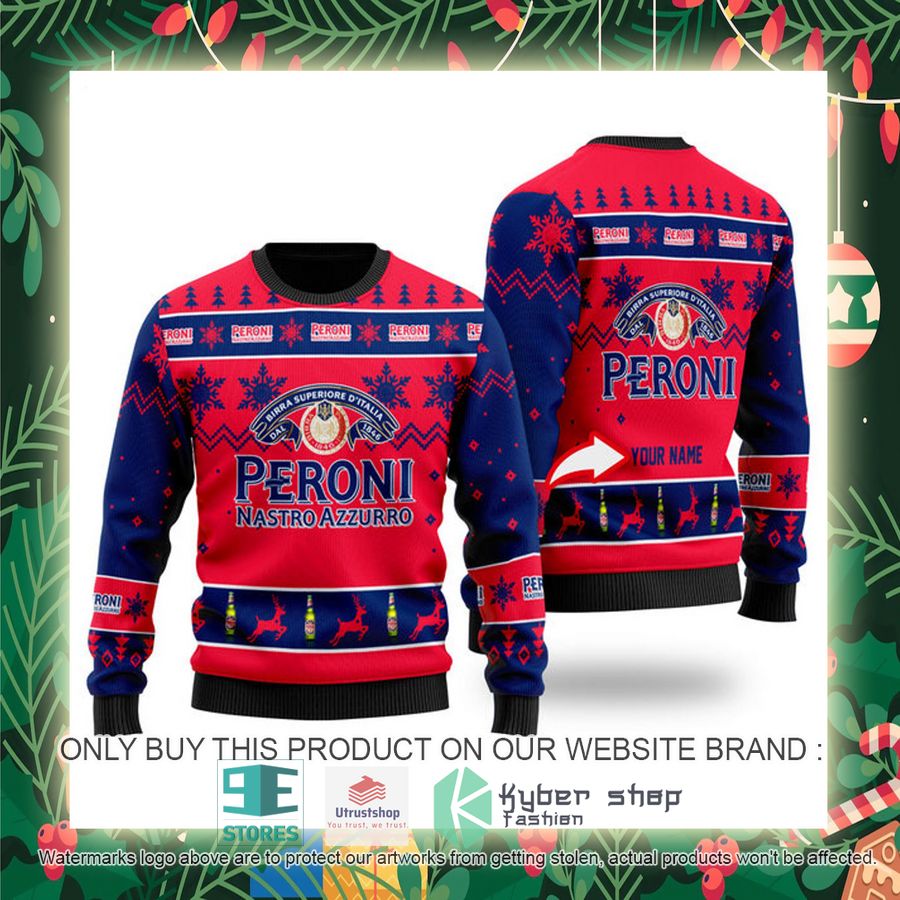 personalized funny peroni beer ugly christmas sweater 2 69316