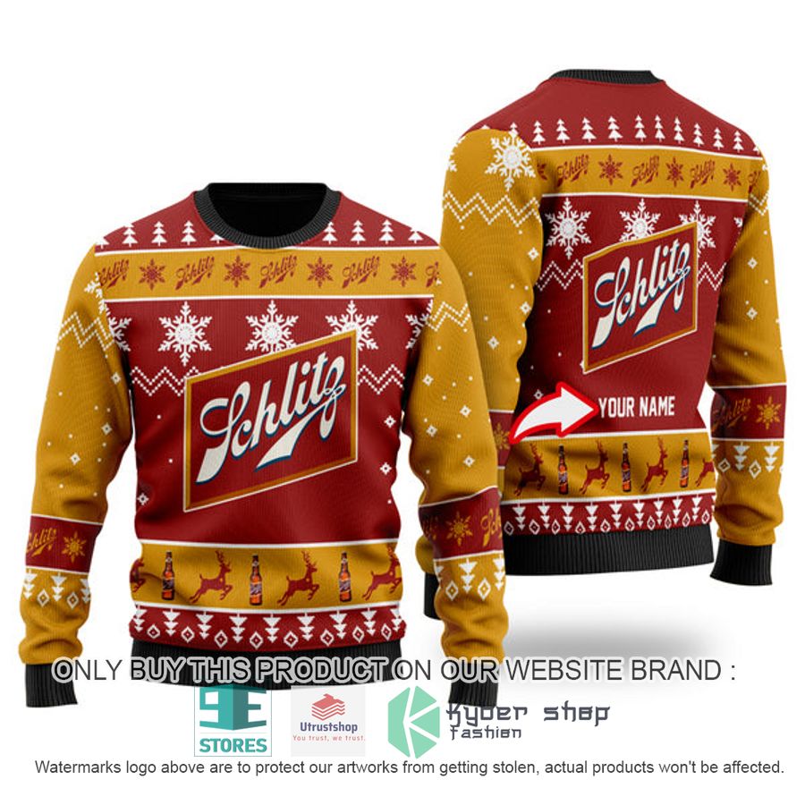 personalized funny schlitz beer ugly christmas sweater 1 7896
