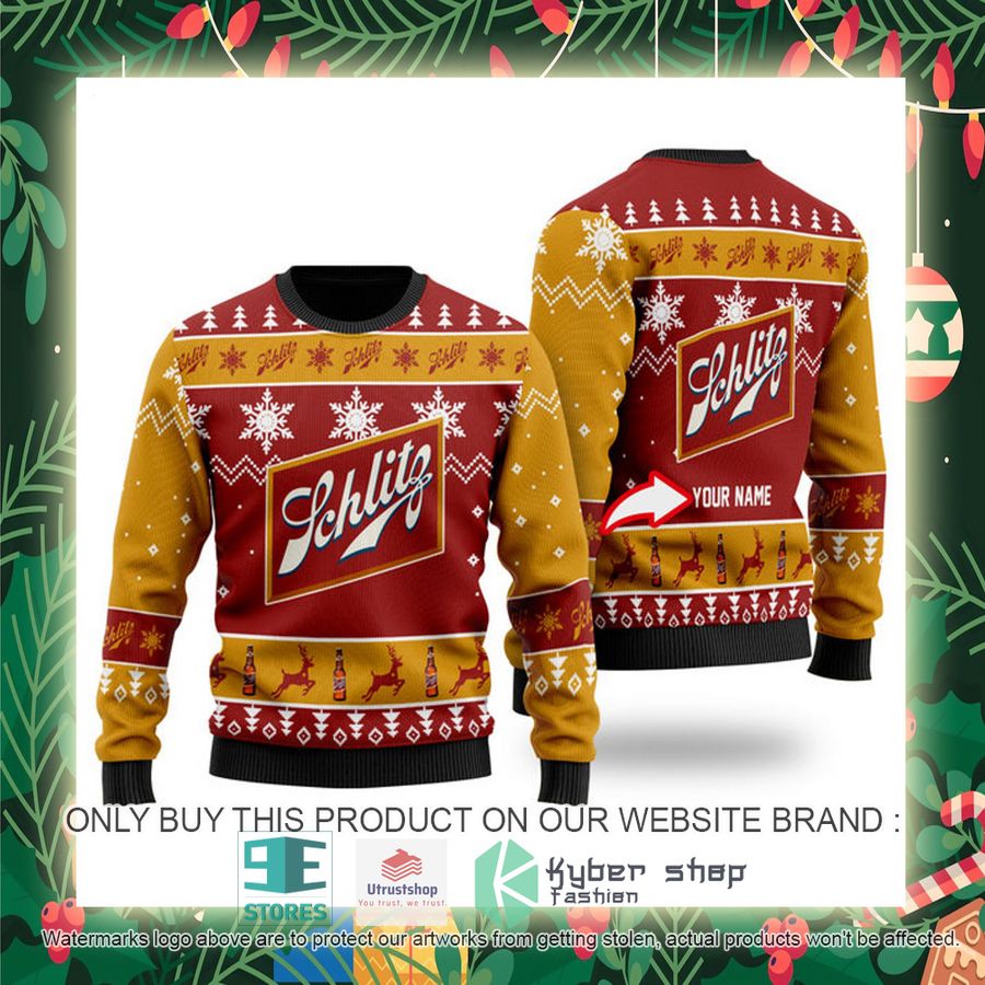 personalized funny schlitz beer ugly christmas sweater 2 87291