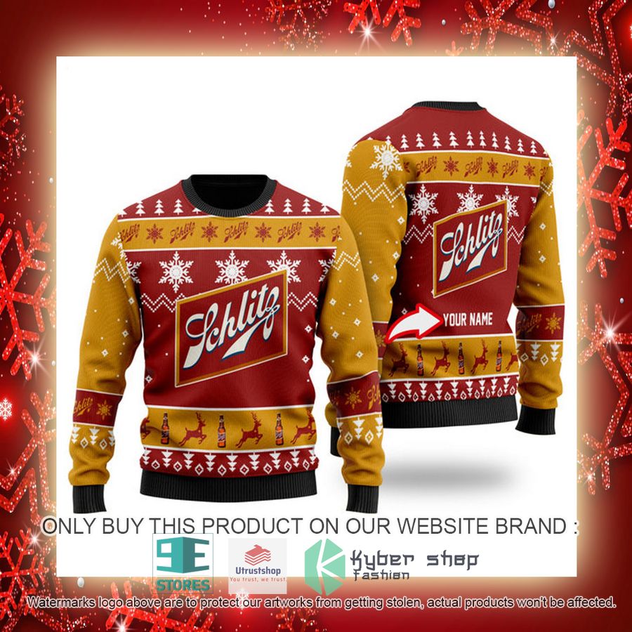 NEW Personalized Funny Schlitz Beer Christmas Ugly Sweater 3 personalized funny schlitz beer ugly christmas sweater 3 50204