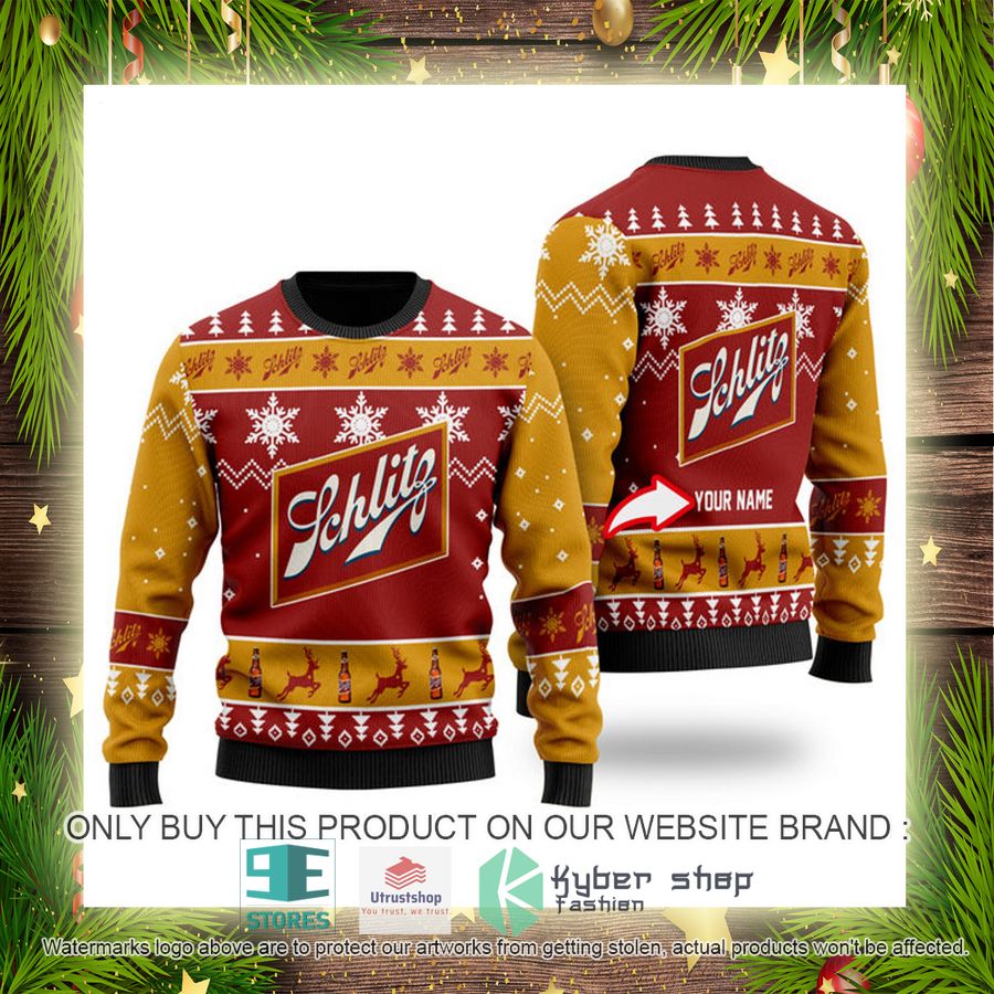 NEW Personalized Funny Schlitz Beer Christmas Ugly Sweater 4 personalized funny schlitz beer ugly christmas sweater 4 92341