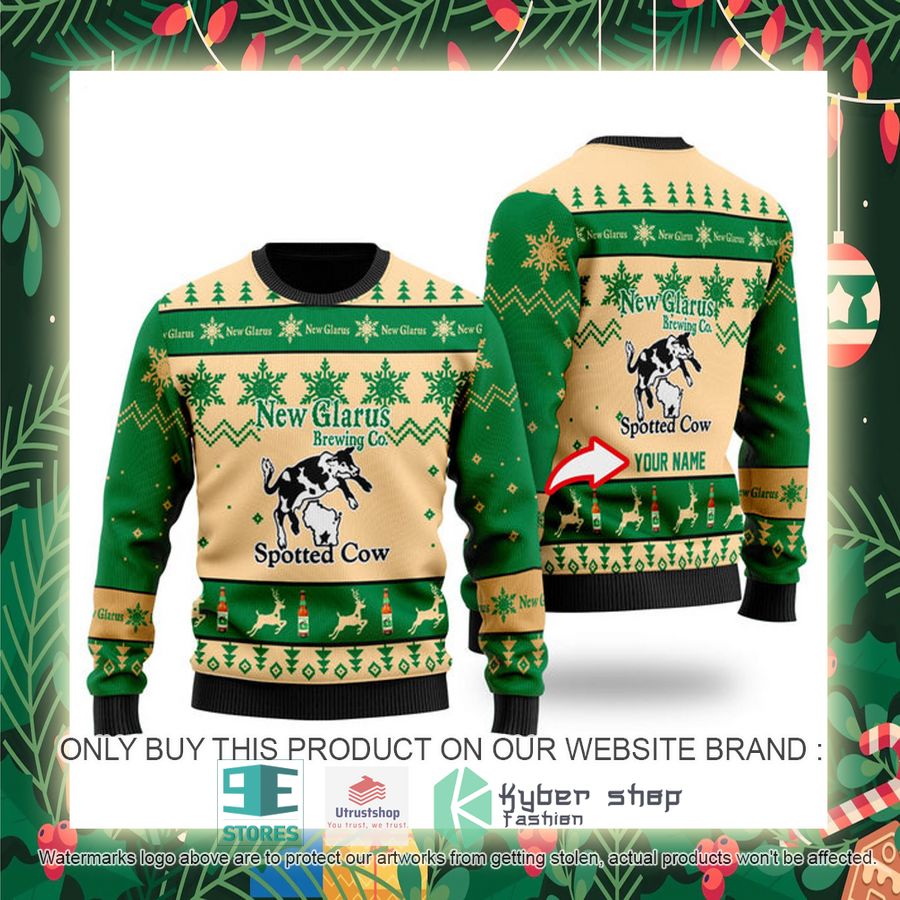 personalized funny spotted cow beer ugly christmas sweater 2 86782