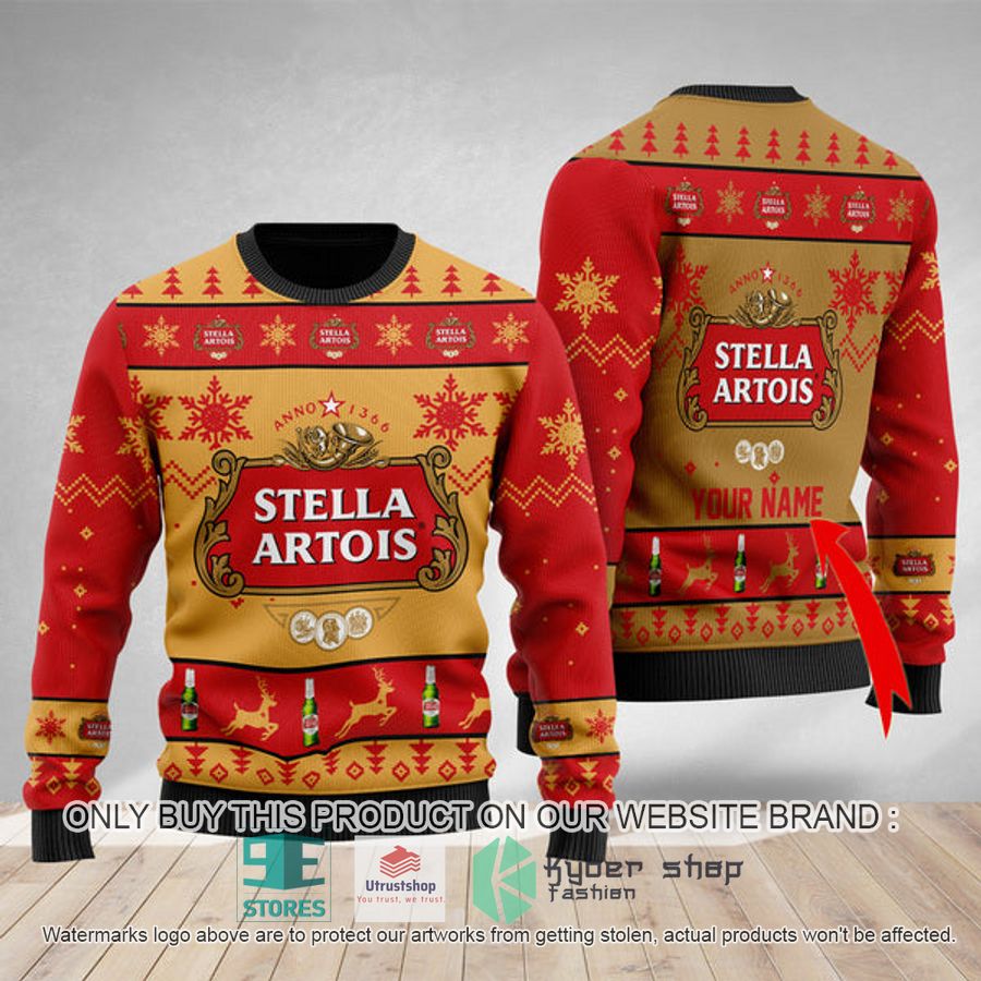 personalized funny stella artois ugly christmas sweater 1 70444