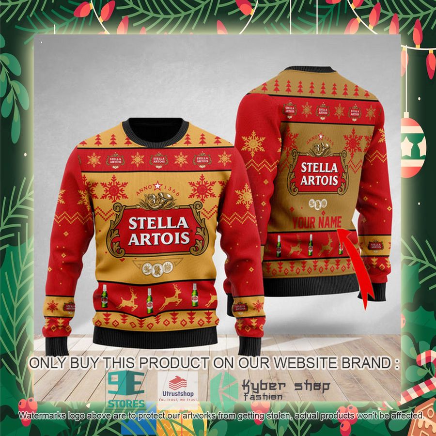 personalized funny stella artois ugly christmas sweater 2 26608