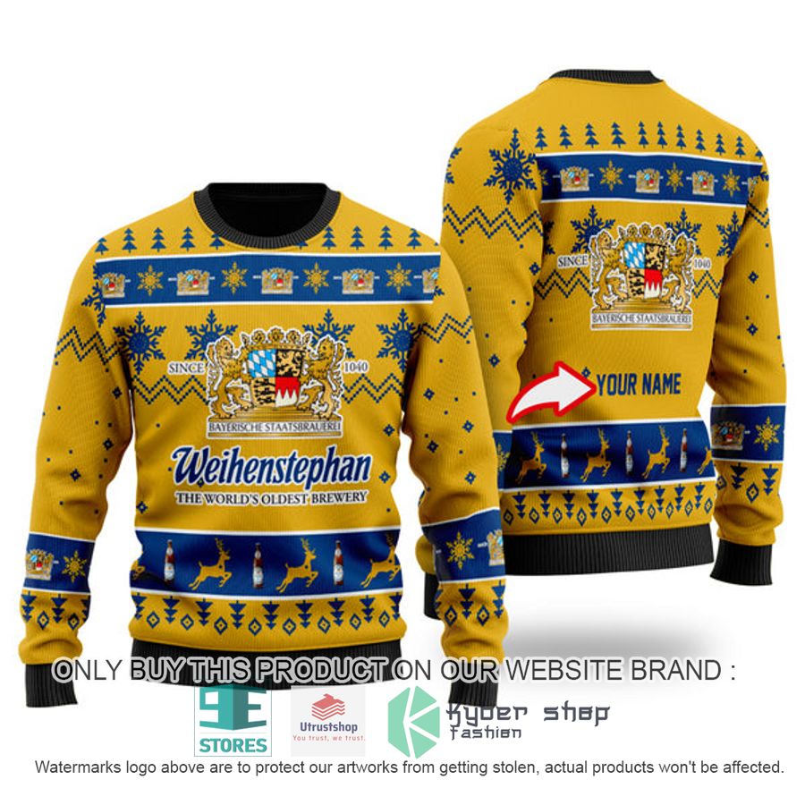 personalized funny weihenstephan beer ugly christmas sweater 1 29391