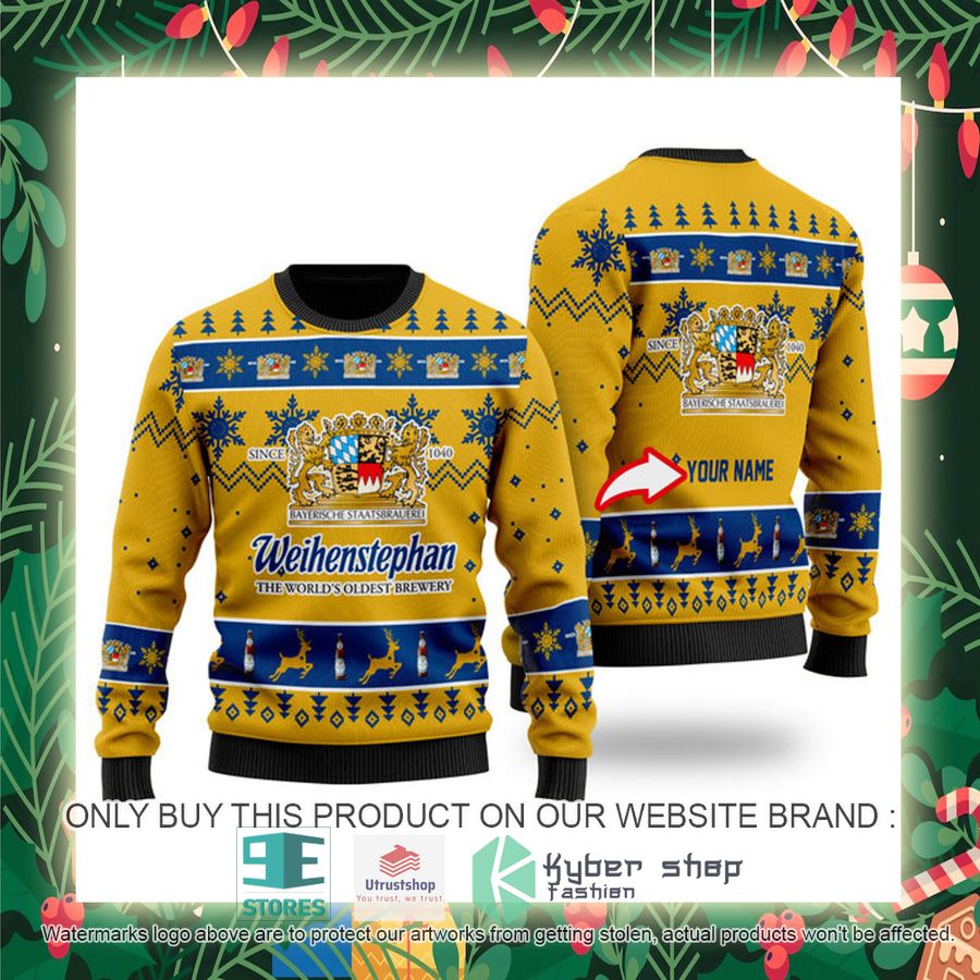 personalized funny weihenstephan beer ugly christmas sweater 2 68047