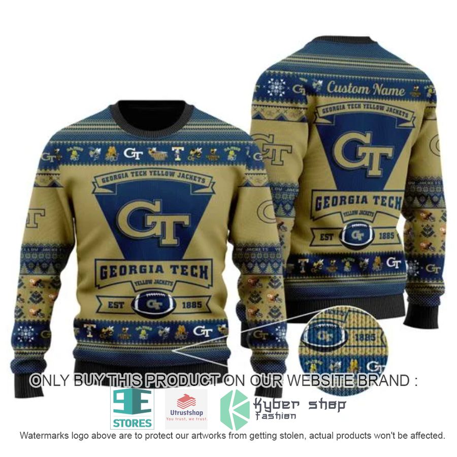 personalized georgia tech yellow jackets football ugly chrisrtmas sweater 1 76426