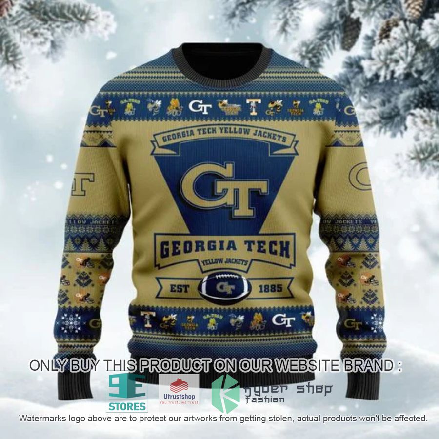 personalized georgia tech yellow jackets football ugly chrisrtmas sweater 2 2506