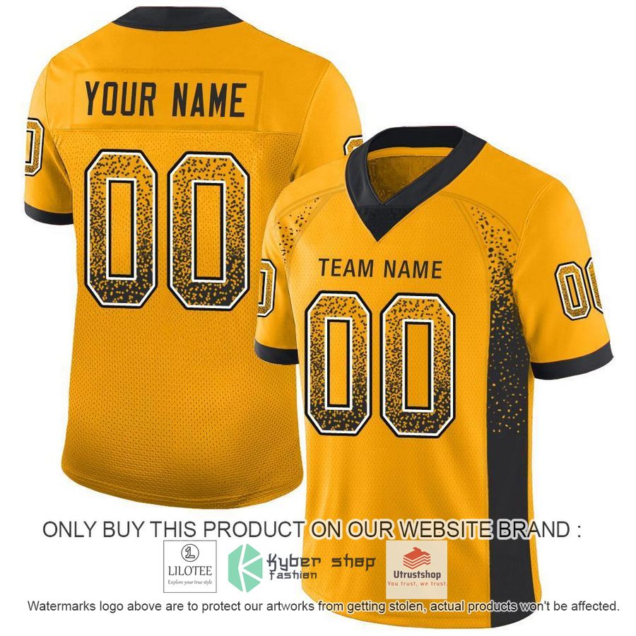 NEW Gold Black White Mesh Drift CUSTOM Football Shirt 7 personalized gold black white mesh drift football jersey 1 18468