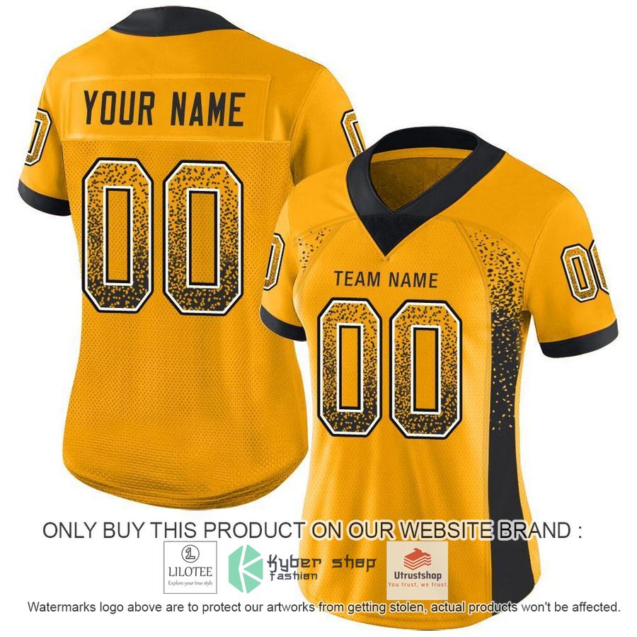 NEW Gold Black White Mesh Drift CUSTOM Football Shirt 2 personalized gold black white mesh drift football jersey 2 75198
