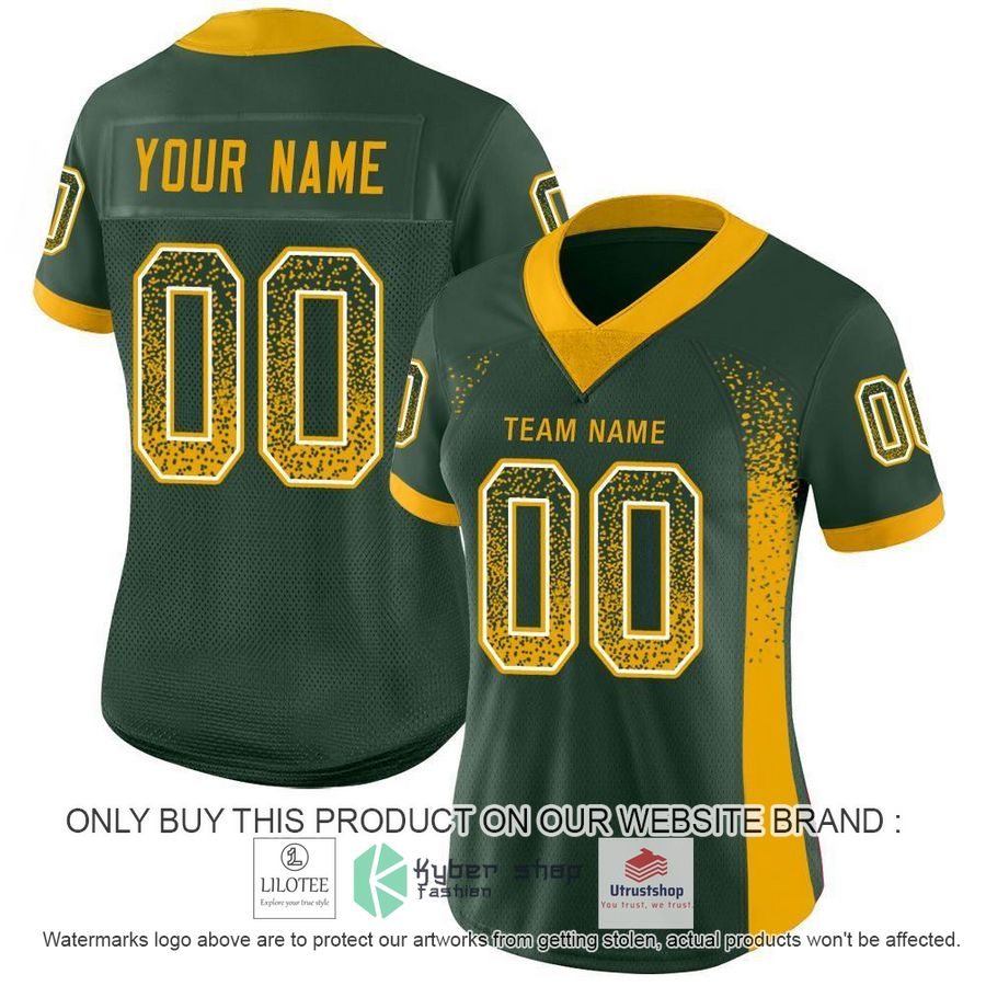 NEW Green Gold White Mesh Drift CUSTOM Football Shirt 2 personalized green gold white mesh drift football jersey 2 18415
