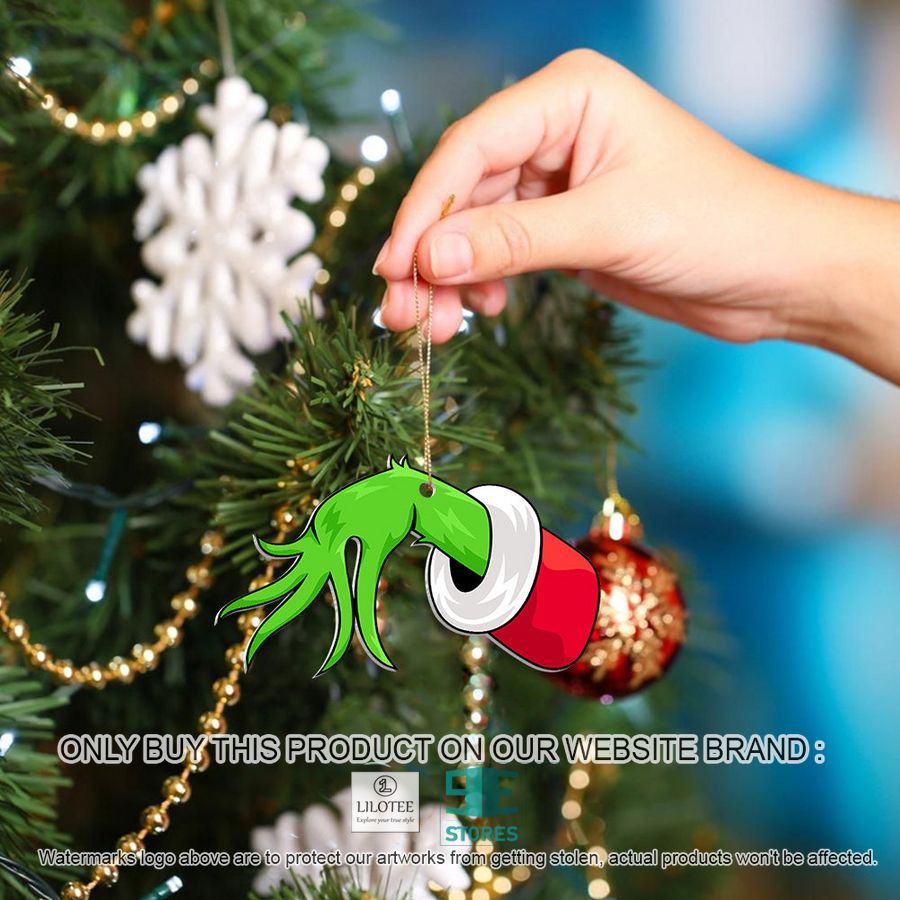 personalized grinch hand holding sewing machine christmas ornament 1 86460