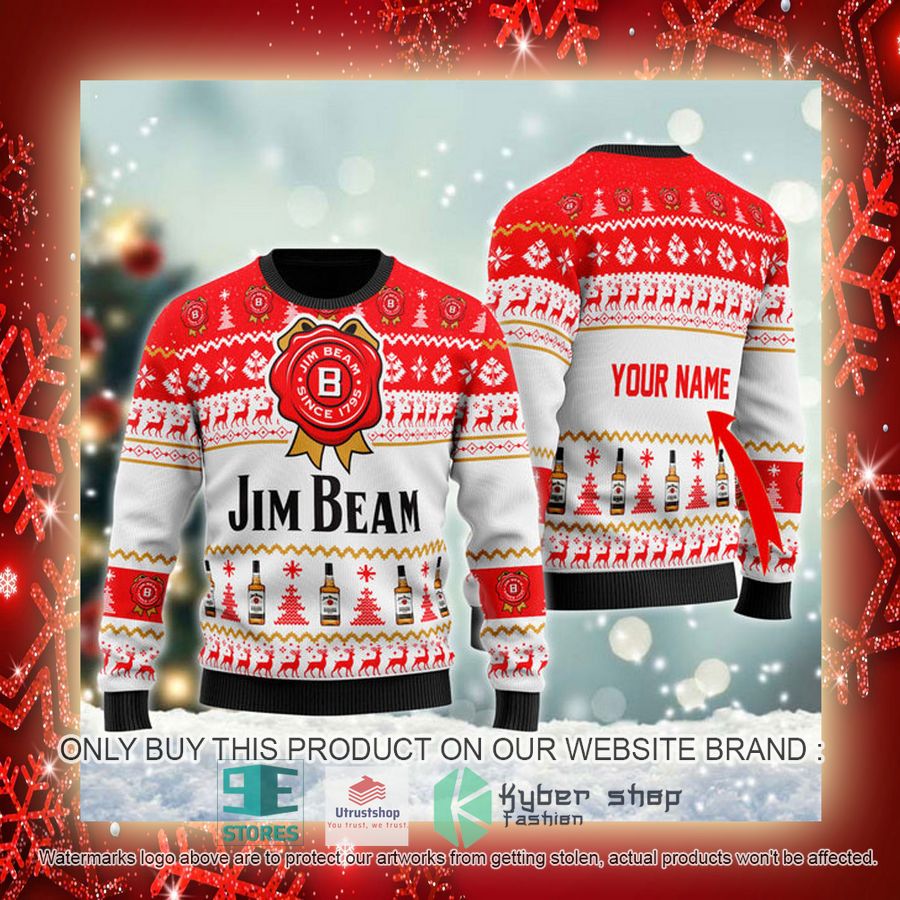 NEW Personalized Jim Beam Christmas Ugly Sweater 3 personalized jim beam ugly christmas sweater 3 27295