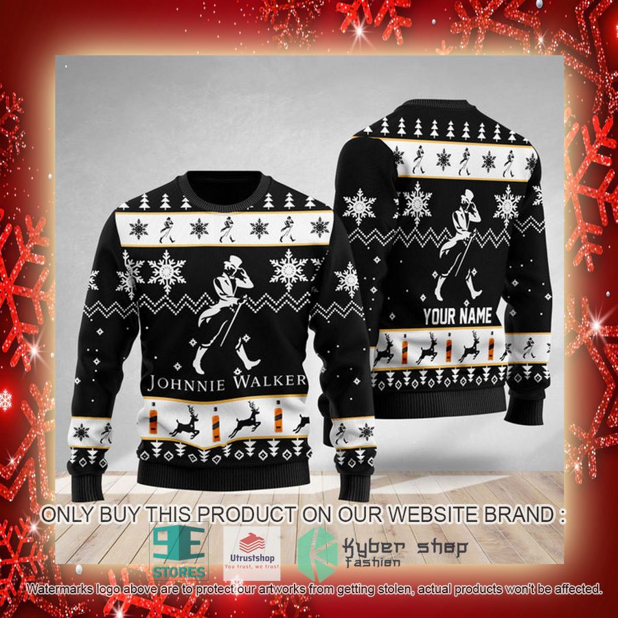 NEW Personalized Johnnie Walker Christmas Ugly Sweater 3 personalized johnnie walker ugly christmas sweater 3 6243